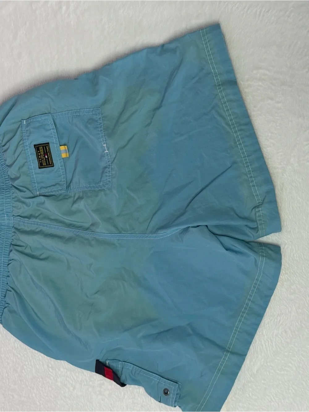 Tommy Hilfiger Blue Swim Trunks Large‎ Flag Logo Mesh Lined flaw drawstring